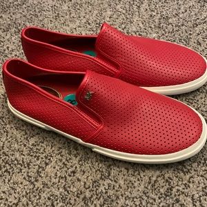Red Michael Kors womens loafer/boat shoes. Size 8. Excellent condition.